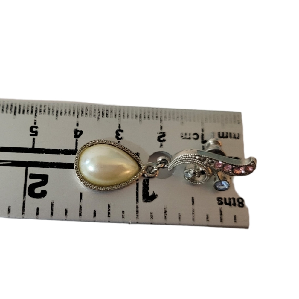 Vintage Earring Lot Of 2 Faux Pearl - Picture 7 of 8